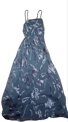 Vintage 90s Express Womens Sz 13/14 Maxi Dress Velvet Flowers USA Made Gem Strap • $27.99