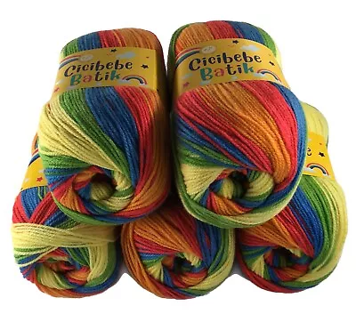 £15 • Buy Rainbow Baby Wool Pack 5 X 100g Cicibebe Batik Yarn Wool Crochet DK Acrylic 80