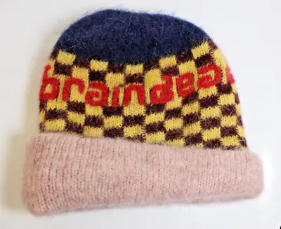 Brain Dead Knit Alpaca Beanie Spellout W/ Checkerboard Pattern Soft & Warm • $88