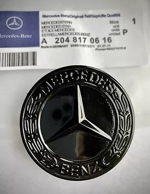 For Mercedes Benz Sport Gloss Black Bonnet Badge - 57mm - C E S Clk Amg Class Au • $18.99