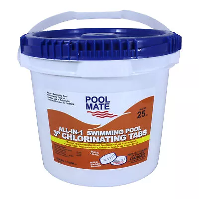 Pool Mate All-in-One 3  Chlorine Tabs Swimming Pool Sanitizing Chemical - 25 Lbs • $189.99