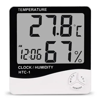 Digital Thermometer Hygrometer Temperature Alarm Clock Indoor Outdoor Humidity • $8.99