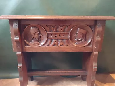 Antique Oak Carved Jointed Lidded Box  Stool Sewing Side Table Elizabethan Style • £275