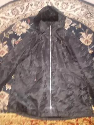 MICHAEL KORS Black Camo Micro Fleece Lined Hooded Anorak Rain Jacket 2xl Euc • $124.99