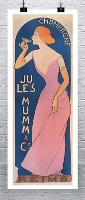 Champagne 1895 Vintage Liquor Advertising Poster Canvas Giclee Print 17x41 In. • $57.72