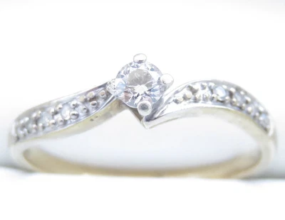 $41 • Buy Genuine 0.28ct Diamond Ring 9K Yellow & White Gold