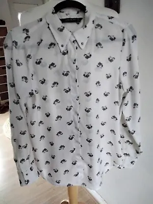 Zara Cream Leopard Print Shirt Size L • £12.99