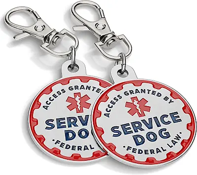 Service Dog Tag 2 Pack: Metal Pet ID Tags For Service Animals Emotional Suppor • $17.41