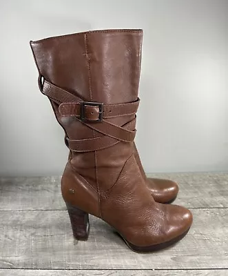 UGG Women’s 1004150 Jardin Mid Calf Leather High Heel Shoes Boots Booties Size 9 • $104.53