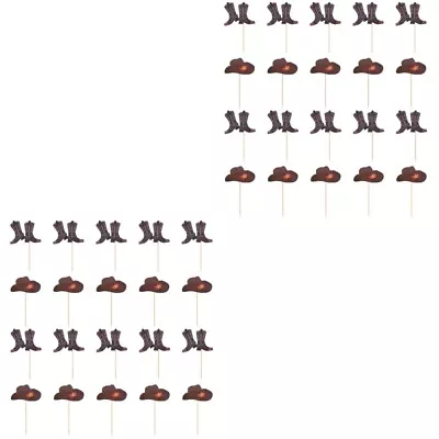 80 PCS Cowboy Cake Decorations Party Cupcake Toppers • £11.38