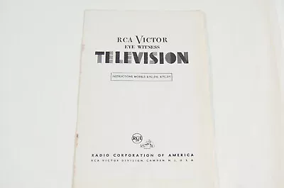Original  RCA Victor Eye Witness Television 8-TC-270 8-TC-271 Instructions • $12.99