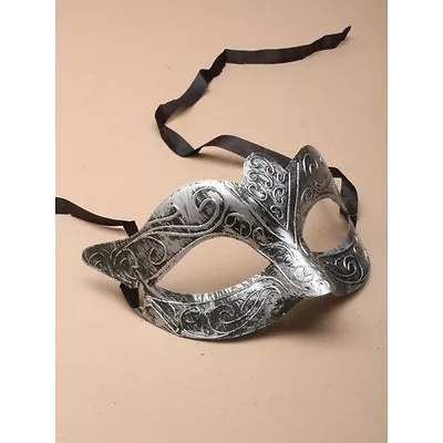 NEW Matt Silver Brushed Metal Effect Masquerade Mask Eye Prom Gothic Halloween • £4.49
