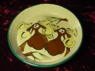 TB Pots Walpole Maine Pottery Stoneware Pie Dish Whimsical Moose Excellent • $44