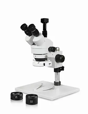 Parco 3.5X-90X Simul-Focal Trinocular Zoom Stereo Microscope With 5MP Camera • $484.50