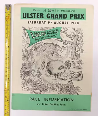 ULSTER GRAND PRIX August 1958 Race Information & Ticket Form • £17.99