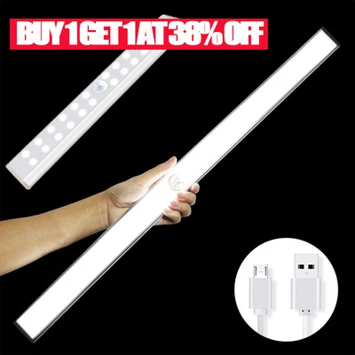 £0.99 • Buy Wireless LED PIR Motion Sensor Light Strip Cabinet Lamp Closet USB Rechargeable.