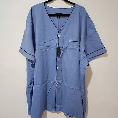 4x Plus Size Mens Rochester 2pc Blue Pajama Button Top & Elastic  Shorts Pockets • $16.50