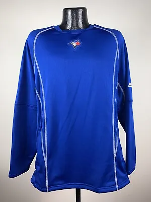 Men's Majestic MLB Toronto Blue Jays Royal On Field Fleece Pullover NWT Large • $40