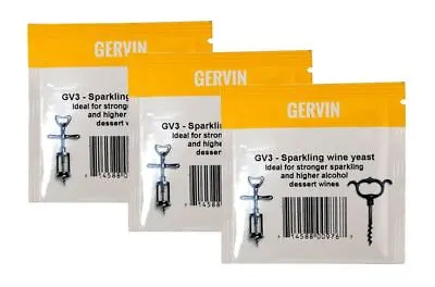 3 X MUNTONS Gervin GV3 Sparkling Wine Yeast 5g - Champagne Elderflower • £6.99