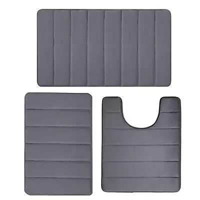 3PCS Memory Foam Bath Bathroom Mat Pad Non-Slip Bedroom Floor Tub Rug Set • $19.88