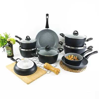 URBN-CHEF Forged Aluminium Induction Cooking Pots Pans Frying Pan Cookware Set • £13.99