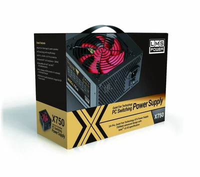 £27.75 • Buy LMS Data 750W PC Power Supply Unit Quiet 12cm Red Fan PSU ATX 6-Pin PCI-E SATA