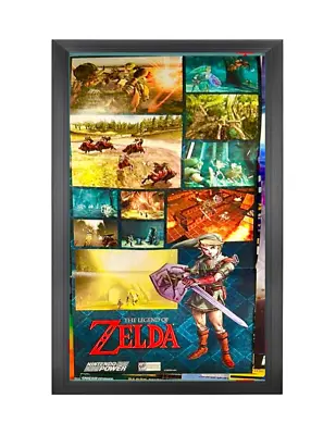 Authentic VTG  22x11 Framed Nintendo Poster Wall Art The Legend Of Zelda N64 • £144.62