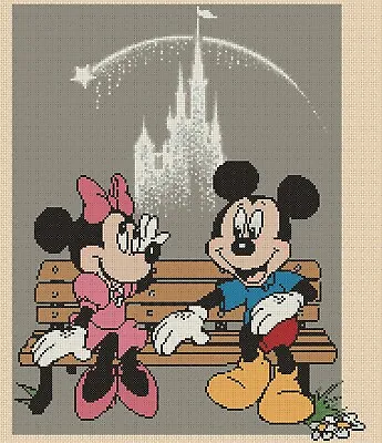 £4.50 • Buy Cross Stitch Chart  Mickey Mouse & Minnie Wish Upon A Star 2 Flowerpower37-uk