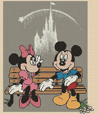 Cross Stitch Chart  Mickey Mouse & Minnie Wish Upon A Star 2 Flowerpower37-uk • £4.85