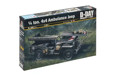 Italeri 326 1/35 Scale Military Model Kit WWII U.S 1/4 Ton D-Day Ambulance Jeep • $10.90