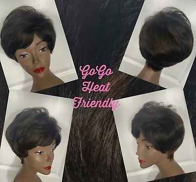 GoGo Synthetic Wig High Heat Friendly Dark Brown Caramel Highlights Clean 3-7 • $17