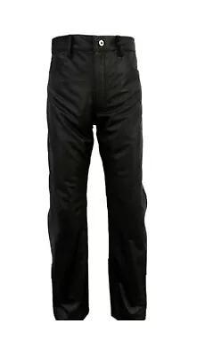 $89.99 • Buy Real Black Leather Side One Panel Mens Police Style Breeches Trouser Biker Jeans