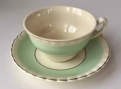 Vintage Sol J & G Meakin Mint Green Tea Cup And Saucer England Sun Back Stamp • $21.95