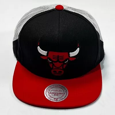 Chicago Bulls Mitchell & Ness Adjustable Snapback Hat Wool Blend NBA Cap Mesh • $19.99