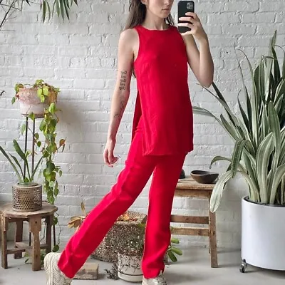 Versace Vintage 90s Red Tunic Top And Pants Two-piece Set/co-ord • $165