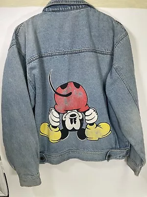 Disney Mickey Mouse Denim Jacket Large Vintage Distressed • $30