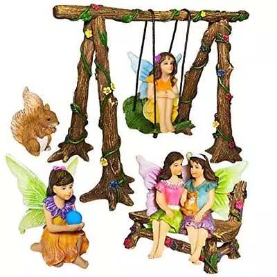  Fairy Garden - Accessories Kit With Miniature Figurines - Swing Set Of 6 Pcs   • $39.50