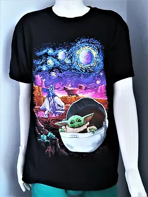 Mad Engine Star Wars T-Shirt Mandalorian Baby Yoda Starry Night Unisex Medium • $12.55