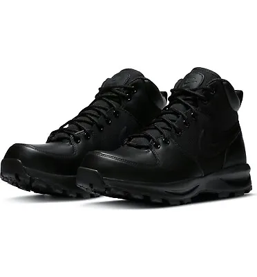 Nike Manoa Triple Black Leather Anthracite + Canvas Boots 8.5 456975 001 Hiking • $74.99