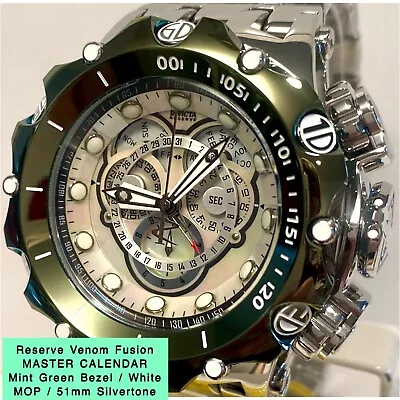 Wht MOP/Mint Green MASTER CALENDAR 51mm Bracelet Swiss VENOM Invicta Mens Watch • $469
