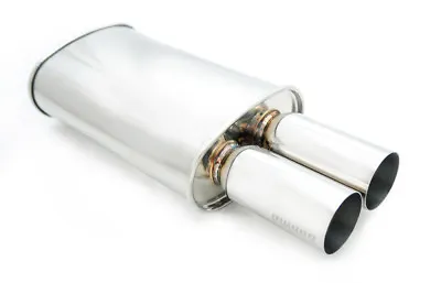 MEGAN M-DT Turbo 3  Dual Stainless Steel Tips Oval Exhaust Muffler 3  Inlet • $164.85