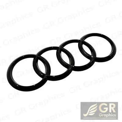 Audi Rear Rings 193mm Trunk Lid Emblem Gloss Black Badge A1 A3 A4 S4 A5 S5 A6 S6 • $26.99