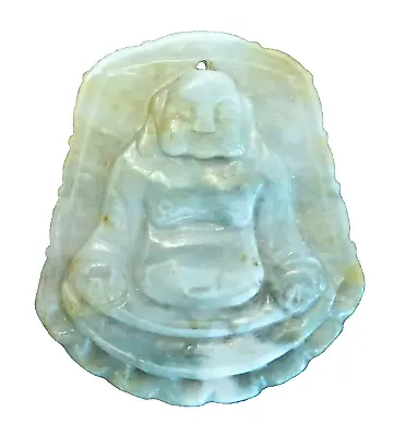 Vintage Chinese Natural Jadeite Jade Buddha Pendant Old! • $39