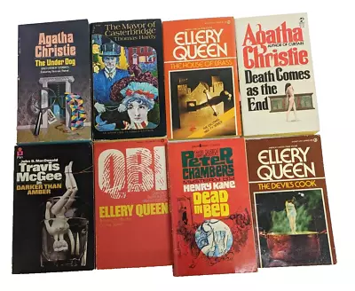 Lot Of 8 Vintage Mystery Novels 1970's Ellery Queen Agatha Christie Travis McGee • $37.99