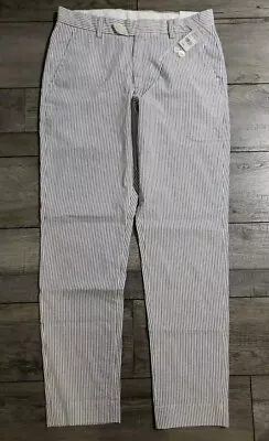 $118 Brooks Brothers Men's Cotton Seersucker Slim Fit Pants W31/L30 Blue Stripe • $49.99