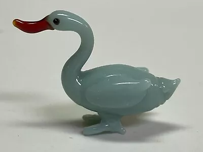 Vintage Mini Blown Glass Blue Swan Figurine • $11.99