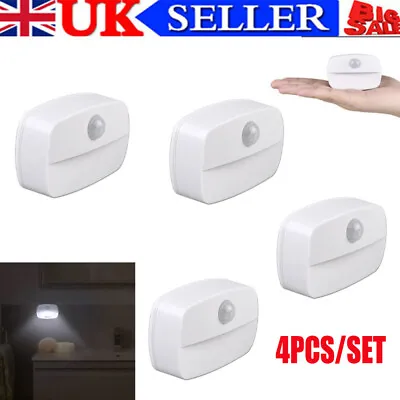 4Pcs/SET Battery Operated LED Step Stair Wall Night Light Motion PIR Sensor Lamp • £10.59