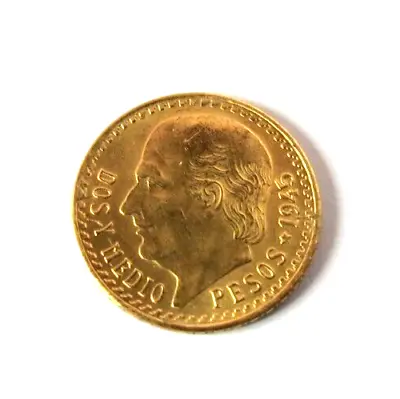 VINTAGE 1945 MEXICAN GOLD COIN 2.5 PESOS MIGUEL HIDALGO Dos MINT • $250