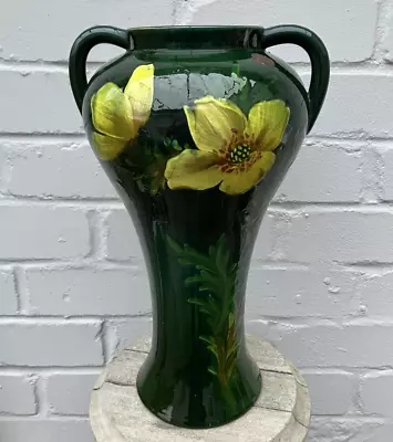 Antique Wardle Art Pottery Hand Painted Green & Yellow Vase 37cm • £149.99