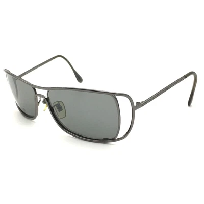 $100 • Buy Versace Thin Rectangular Metal Gunmetal Grey Motif Sunglasses
